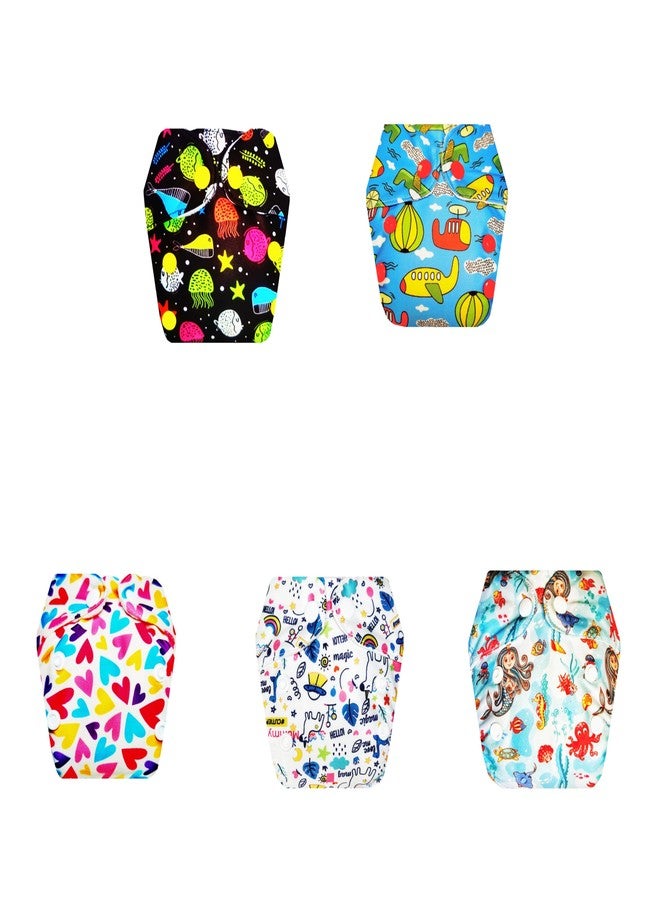 Dumbledo Premium Newborn Cloth Diaper with Integrated Insert (Pack of 5) | Hypoallergenic | Leakproof | Adjustable Snaps | Perfect for Indian Summers | 0 - 4 Months | Unisex Baby - Image 1