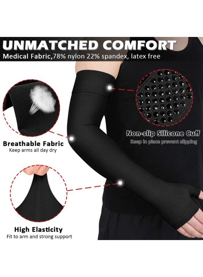 Ailaka Lymphedema Compression Arm Sleeve（Single） with Gauntlet for Men Women, 20-30 mmHg Medical Compression Arm Sleeve - Image 3