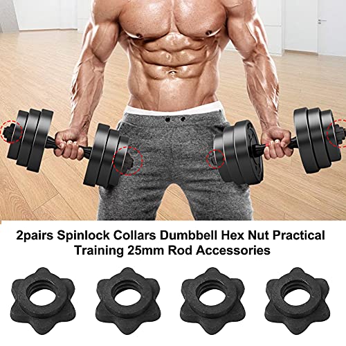 QWLWBU 4Pack Spinlock Collars,Dumbbell Hex Nut, Dumbbell Rod Nut,1 Inch Standard Barbell Screw Collar,No-nslip Barbell Screw Collar for Dumbell Weight Lifting Fitness Training(black,Size:2.5cm/0.98inch) - Image 3