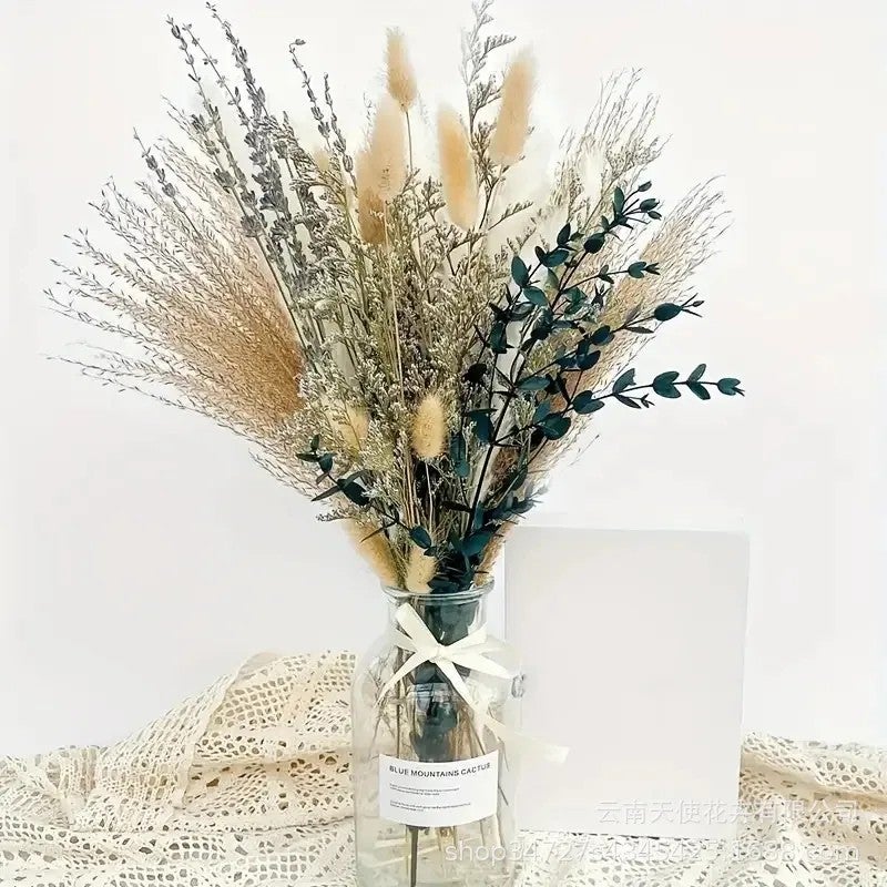 Bluejw Dried Baby's Breath Flowers Lover Grass Pampas Grass Eucalyptus Leaves - Natural Dried Plants Decor for Wedding Home Floral Arrangements - Image 3