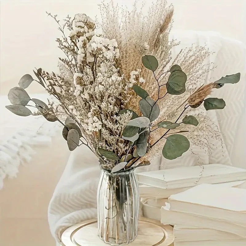 Bluejw Dried Baby's Breath Flowers Lover Grass Pampas Grass Eucalyptus Leaves - Natural Dried Plants Decor for Wedding Home Floral Arrangements - Image 2