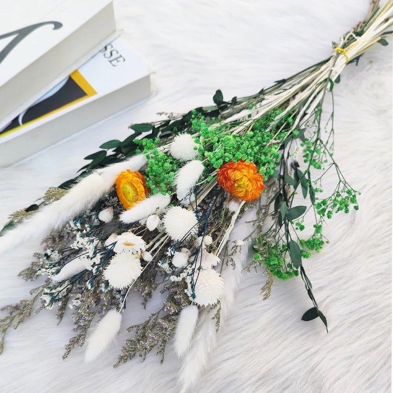Bluejw Dried Baby's Breath Flowers Lover Grass Pampas Grass Eucalyptus Leaves - Natural Dried Plants Decor for Wedding Home Floral Arrangements - Image 1
