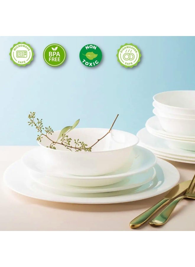 Melrich - 20-Piece Opalware Dinner Set With 6 X 25 Cm Dinner Plate, 6 X 18 Cm Desert Plate, 1 X30 Cm Serving Plate, 6 X 13 Cm Serving Bowl, 1 X 23 Cm Serving Bowl, Serves 6, White - Image 1