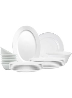 20-Piece Opalware Dinner Set With 6 X 25 Cm Dinner Plate, 6 X 18 Cm Desert Plate, 1 X30 Cm Serving Plate, 6 X 13 Cm Serving Bowl, 1 X 23 Cm Serving Bowl, Serves 6, White