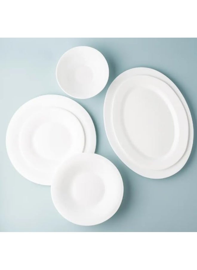Melrich - 20-Piece Opalware Dinner Set With 6 X 25 Cm Dinner Plate, 6 X 18 Cm Desert Plate, 1 X30 Cm Serving Plate, 6 X 13 Cm Serving Bowl, 1 X 23 Cm Serving Bowl, Serves 6, White - Image 1