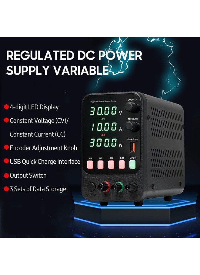 wanptek - WANPTEK Bench DC Power Supply Variable 30V 10A Digital Display Adjustable Switching Regulated Power Supply CV CC with Data Storage - Image 1