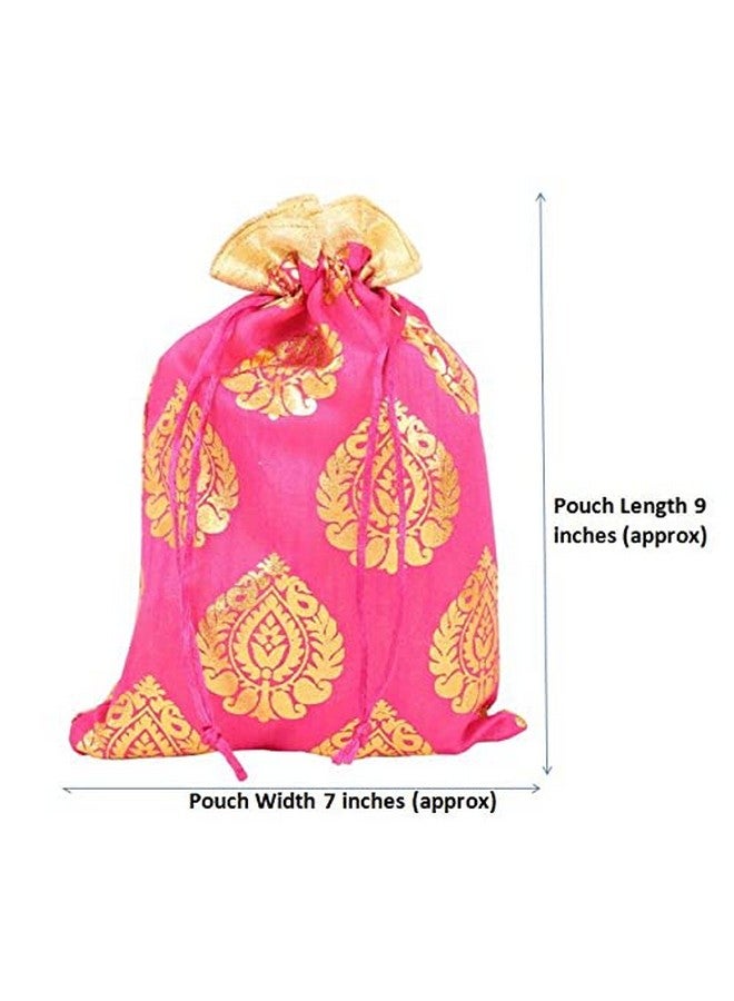 تتش ستون مجموعة حقائب Touchstone Indian Paisley الذهبية المكونة من 6 ألوان من الأورجانزا الصناعية ذات الحواف المزخرفة بالبيزلي الهندي، مقاس 9 × 7 بوصات، هدايا التسوق والمجوهرات وحقائب الحلوى لحفلات الزفاف، مجموعة من 6 قطع للنساء. - Image 2
