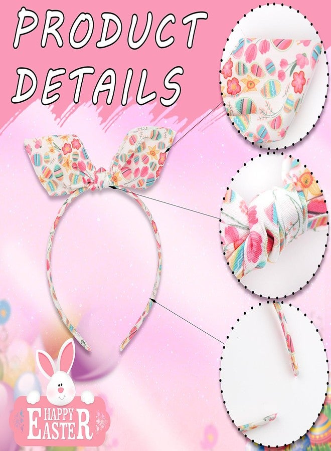SARATA Easter Headbands for Women Spring Bows Headbands Cute Rabbit Bunny Ear Egg Chick Flowers Design Knoted Hairbands Easter Hair Accessories (Egg Flowers, 1 Count (Pack of 1)) - Image 4