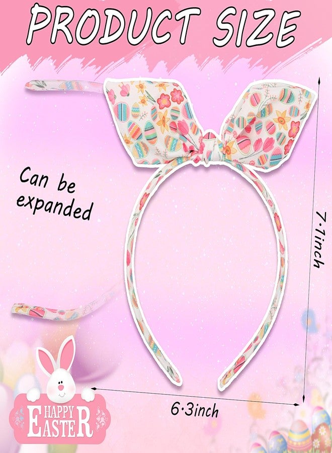 SARATA Easter Headbands for Women Spring Bows Headbands Cute Rabbit Bunny Ear Egg Chick Flowers Design Knoted Hairbands Easter Hair Accessories (Egg Flowers, 1 Count (Pack of 1)) - Image 3