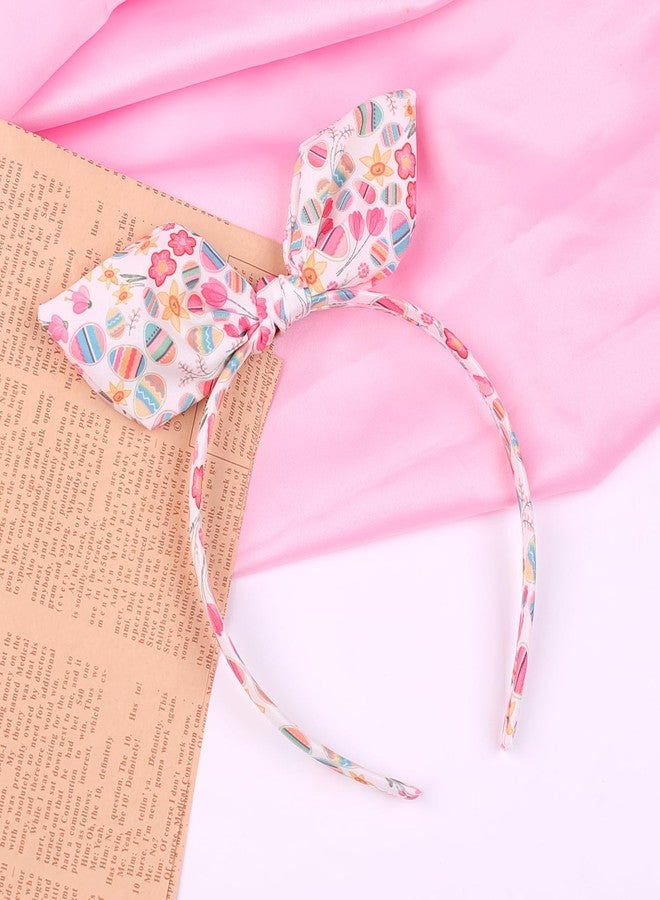 SARATA Easter Headbands for Women Spring Bows Headbands Cute Rabbit Bunny Ear Egg Chick Flowers Design Knoted Hairbands Easter Hair Accessories (Egg Flowers, 1 Count (Pack of 1)) - Image 2