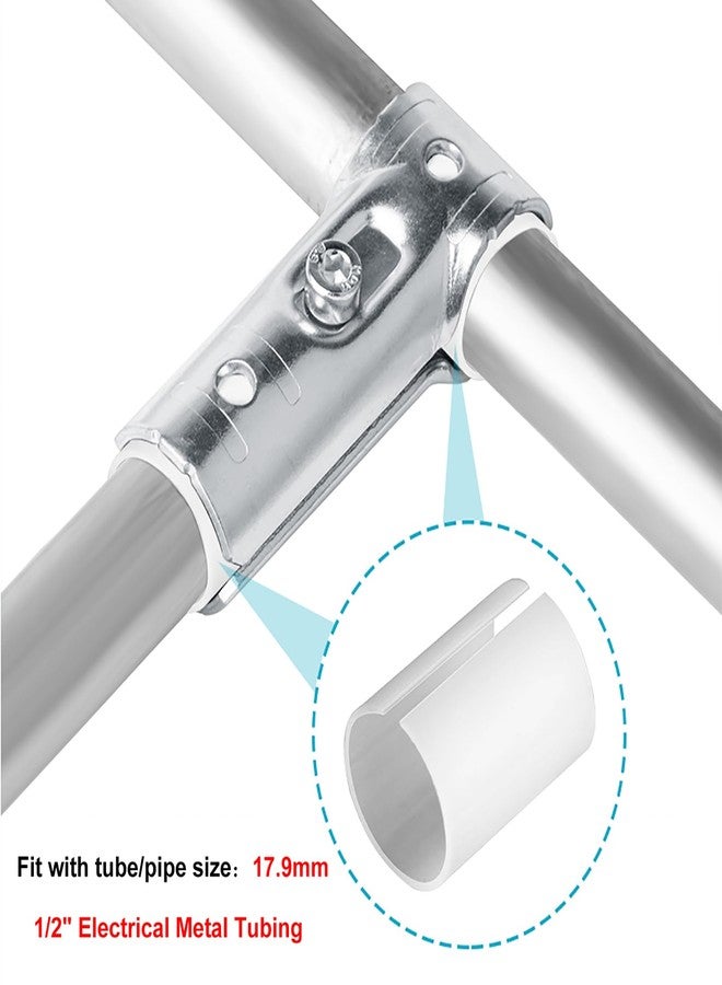 eoere 20 Sets T Pipe Connector Tee Clamp Fittings, Fits 1/2" EMT Conduit with PE Adapter Shims - Image 2