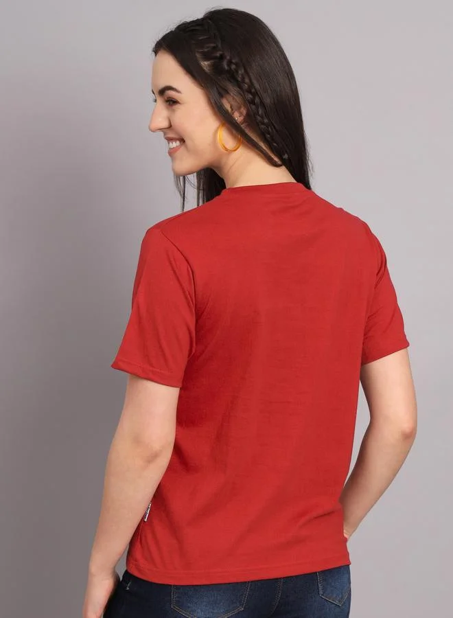 تايك تو تيشيرت قطن بطبعة جرافيك حمراء نسائي من ذا دراي ستيت