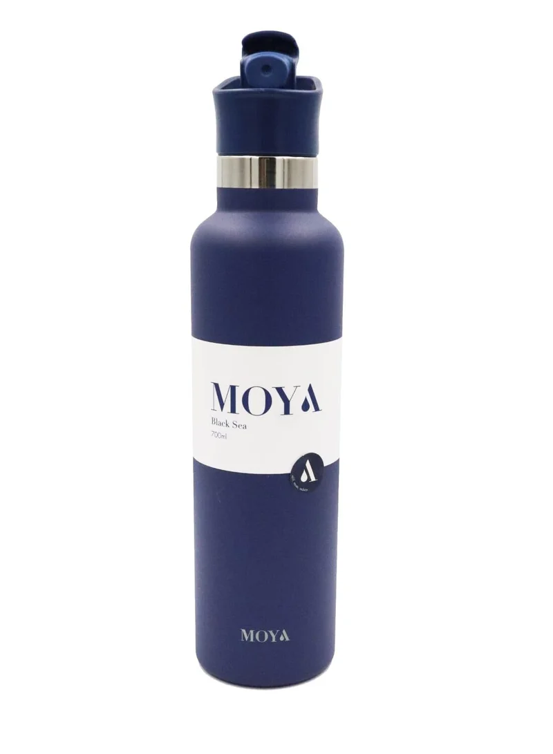 MOYA Moya "Black Sea"  700ml Insulated Sustainable Water Bottle Navy Spout Lid