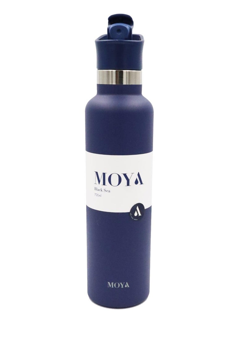 Moya "Black Sea"  700ml Insulated Sustainable Water Bottle Navy Spout Lid - Image 2
