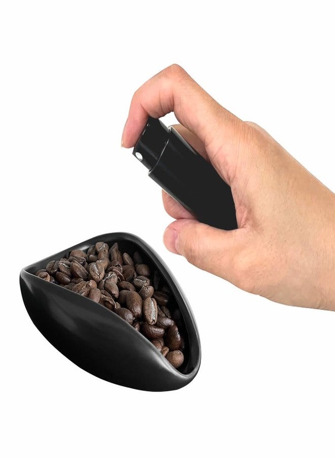 Ulirds Coffee Bean Dosing Cup and Spray Bottle Kit For Espresso,Coffee Bar Accessories,Ceramic Single Dosing Tray For Coffee or Tea.Spray For Reducing Coffee Power Static (B-Bright Black) - Image 1