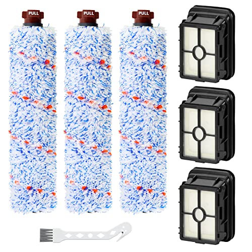 APPLIANCEMATES Cross Wave Replacement for Bissell CrossWave Pet Pro 1785 2306 Series Vacuum Cleaner, 3 Pack 1868 Multi-Surface Brush Rolls + 3 Pack 1866 Vacuum Filters, Compare to Part 1608684, 1608683, 160-8683 - Image 1