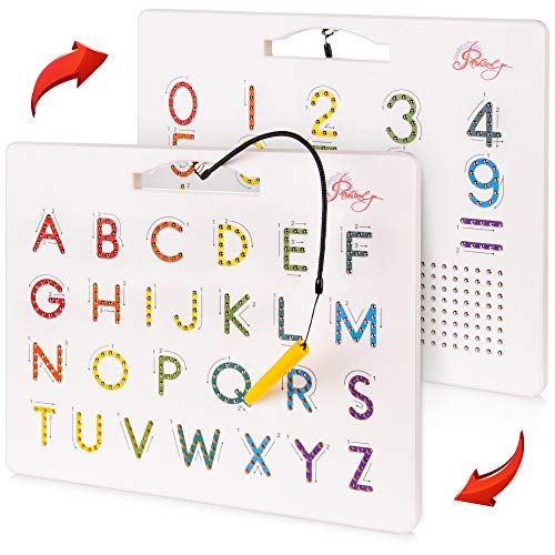 Povitrulya Magnetic Alphabet Tracing Board double sided letters numbers Magnetic Tracing Board ABC magnets learn to write with magnetic pen STEM toy letters learning handwriting games writing montessori - Image 1