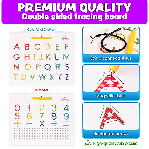 Povitrulya Magnetic Alphabet Tracing Board double sided letters numbers Magnetic Tracing Board ABC magnets learn to write with magnetic pen STEM toy letters learning handwriting games writing montessori - Image 5