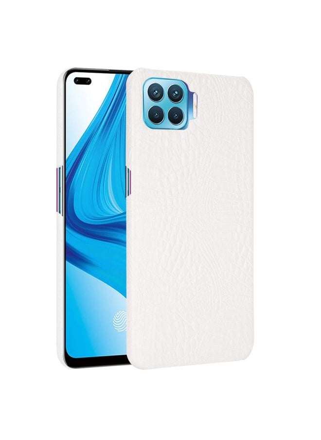 HuHa Case Cover For OPPO F17 Pro / A93 / Reno4 Lite / Reno4 F Shockproof Crocodile Texture PC + PU Case White 