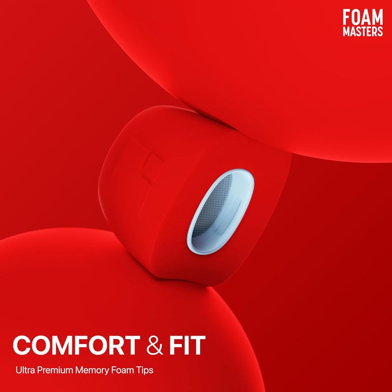 AutoLine Pro Foam Masters Ultra-Premium Memory Foam Ear Tips for AirPods Pro 1st & 2nd Gen | 3 Pairs | New Ver. | Secure Fit | Super Comfort | Better Noise Cancel | Replacement Buds (Medium, Red) - Image 4