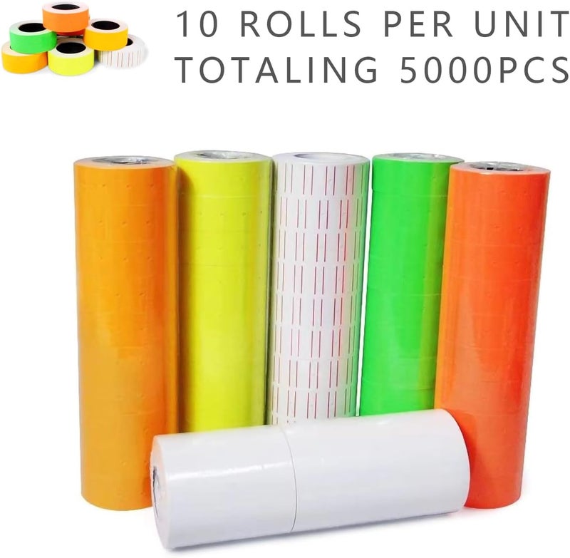 ICSTM Pricemarker Labels,10 Rolls 5000 pcs Double Line Price Label Paper for MX-6600 Price Gun Labeller,Price Gun Stickers for MX-6602/G6600/YH-689/CN-6600EOS (Orange, S) - Image 5