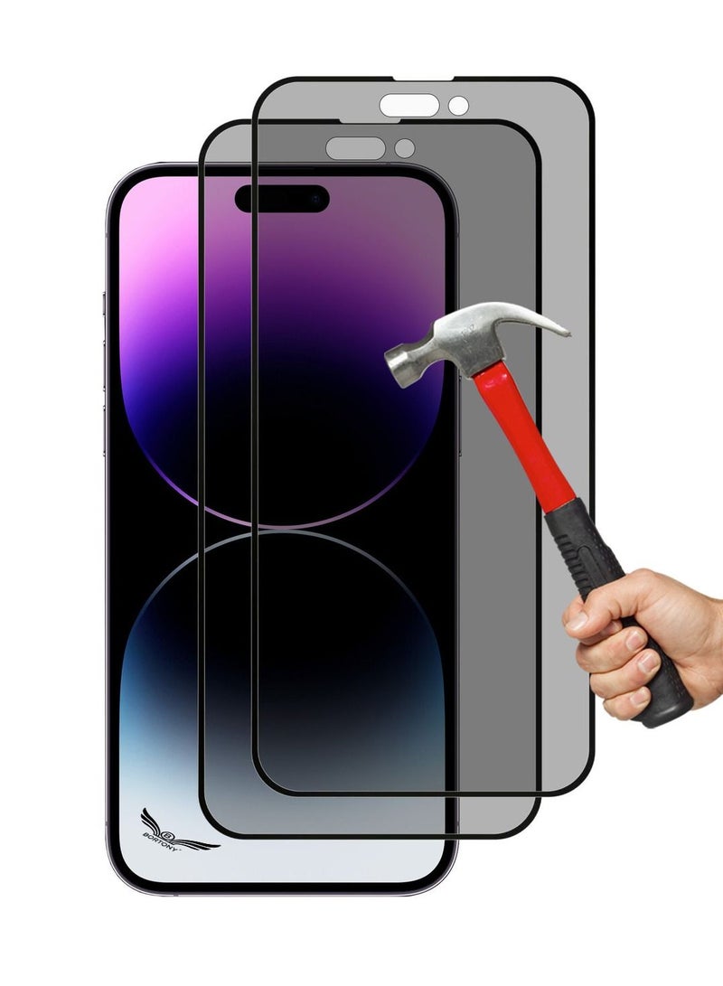 BORTONY 14 Pro Privacy Full Coverage Screen Protector Anti-Spy Tempered Glass Film Edge to Edge Protection Case Friendly for iPhone 14 Pro 6.1-Inch 2 Pack - Image 1