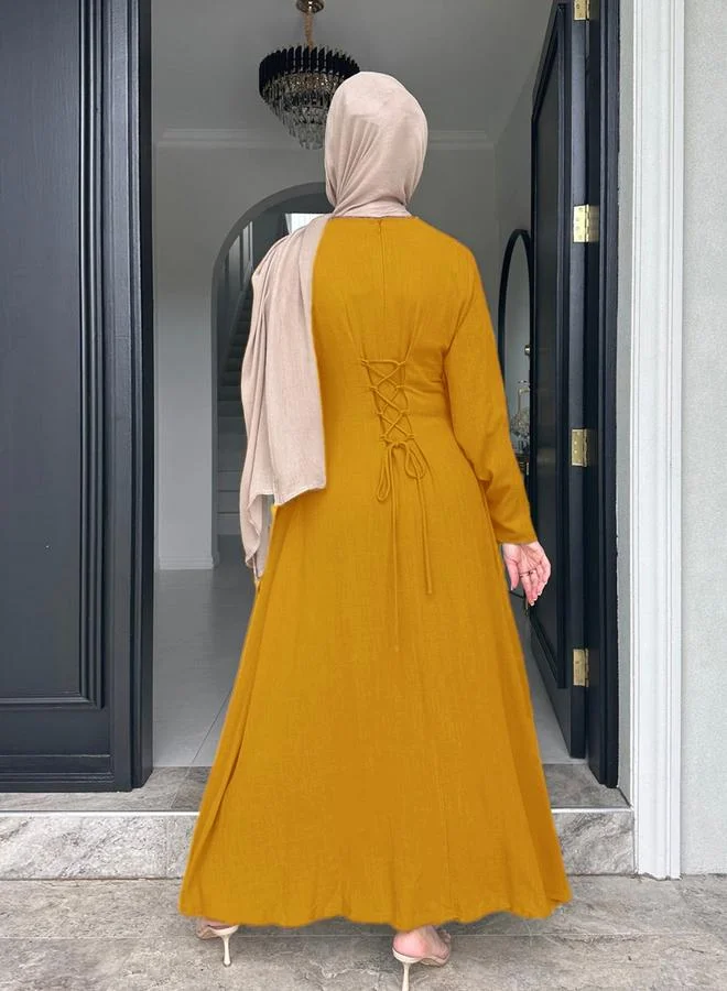 تايك تو فستان طويل بحافة واسعة وأكمام طويلة