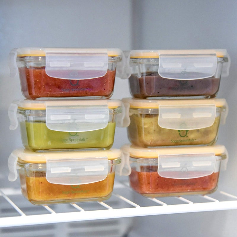 Sage Spoonfuls Borosilicate Glass Baby Food Containers with Lids - Durable and Airtight - Dishwasher, Oven, Microwave, & Fridge Safe - 24 Fl Oz, Pack of 6 - Clear - Image 4