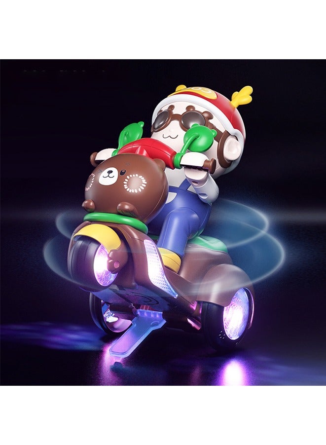 electric Toy Stunt Tricycle Motorcycle, Rotating Lights Concert Singing Dancing Toys - Image 2