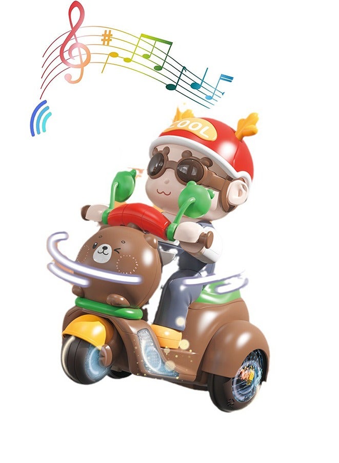 electric Toy Stunt Tricycle Motorcycle, Rotating Lights Concert Singing Dancing Toys - Image 1
