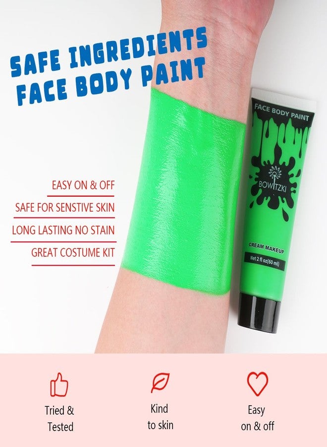 Bowitzki Face and Body Paint 2oz Cream Makeup 60ml Water Based Face Painting Special Effects For Adults Children Kids Halloween Christmas Party Stage Cosplay (Green) - Image 2