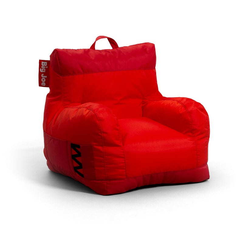 Big Joe Dorm Bean Bag Chair with Drink Holder and Pocket Two Tone Red Smartmax Durable Polyester Nylon Blend 3 feet