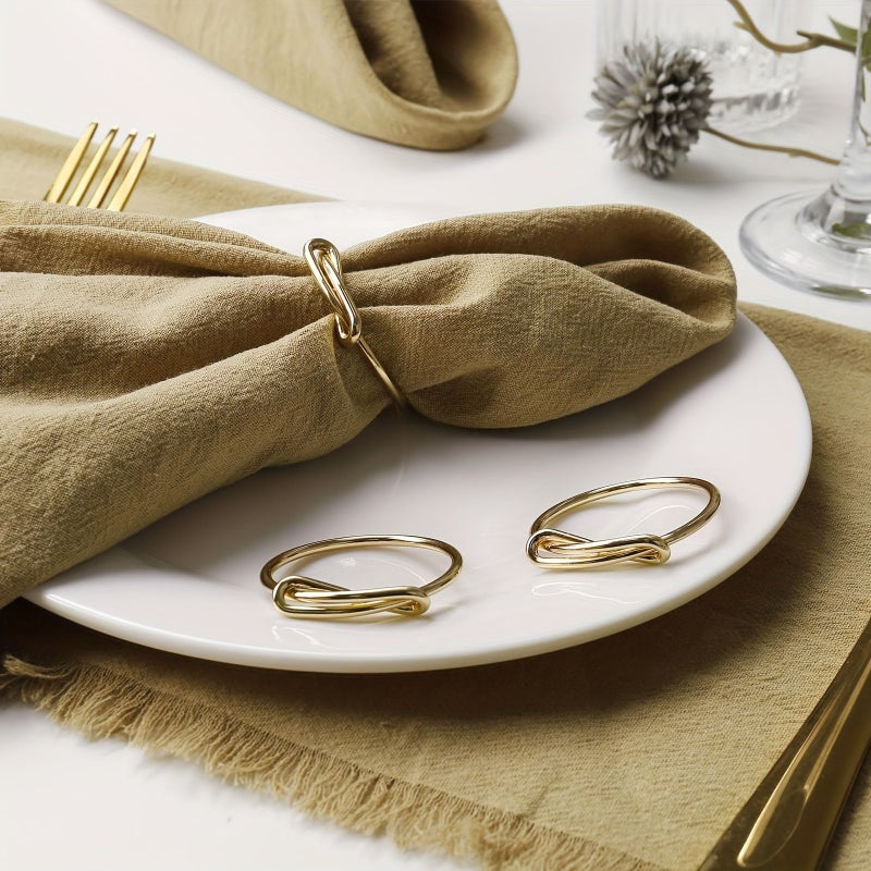 Set Of 12 Golden Napkin Rings For Weddings Halloween Thanksgiving Christmas Table Settings - Image 2