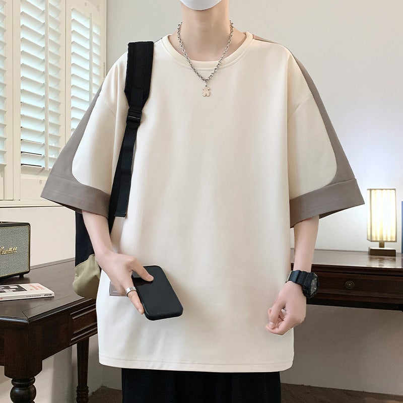 Short-Sleeved T-Shirt Men'S Summer Casual Trendy Brand Trendy Three-Dimensional Printed Color Matching Half-Sleeved Loose All-Match T-Shirt Top Ins - Image 1