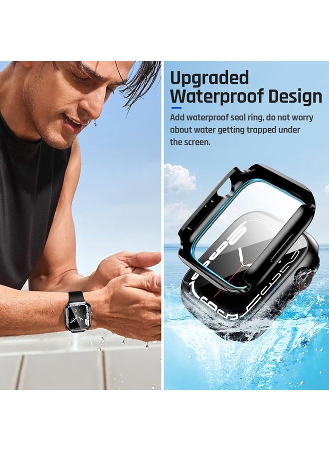 SJet Waterproof Case for Apple Watch Screen Protector 46mm Series 10 Tempered Glass Face Cover (46mm, Black)  - Image 2