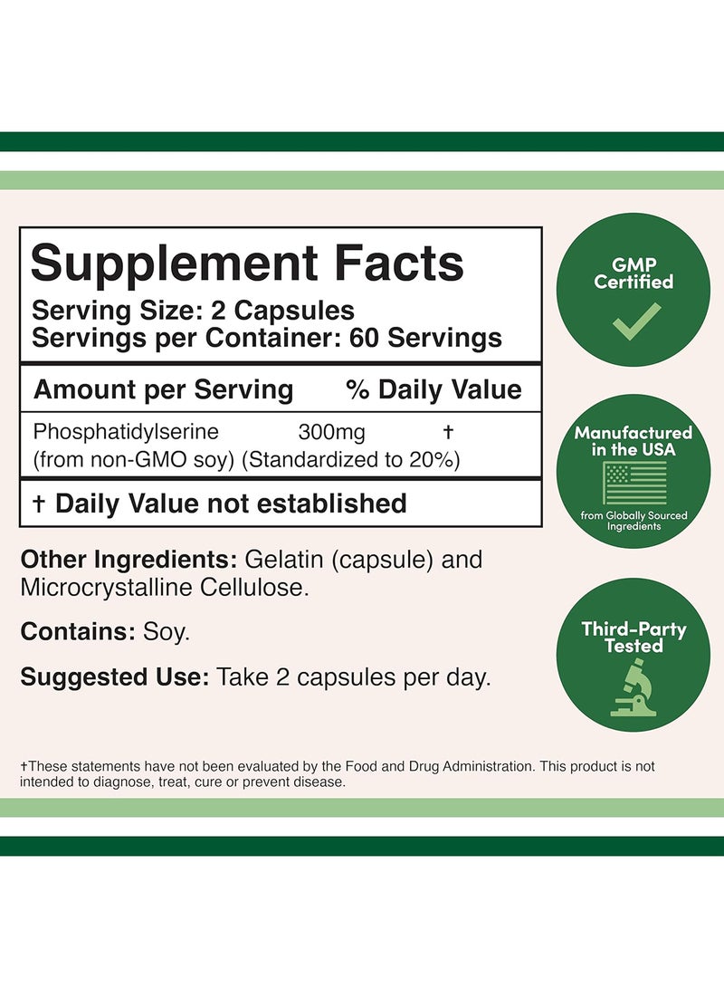 Double Wood Supplements كبسولات فوسفاتيديلسيرين 120 X 3000 ملغ - Image 2