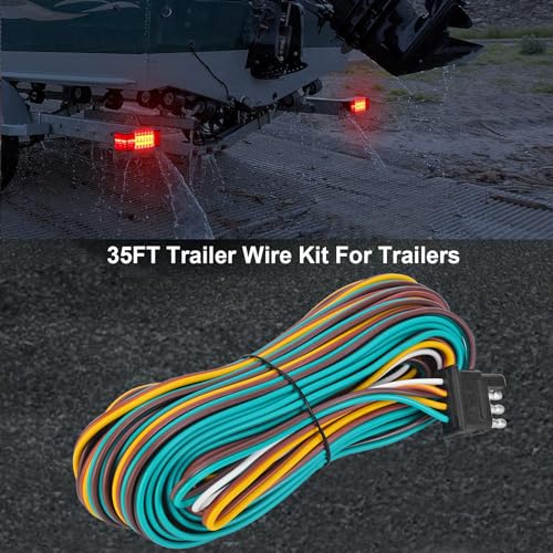VINAUO 35FT Trailer Wiring Harness Kit, 4 Wire, Color Coded Wishbone Style, 42" Ground, 4 Pin Connector - Image 4
