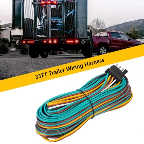 VINAUO 35FT Trailer Wiring Harness Kit, 4 Wire, Color Coded Wishbone Style, 42" Ground, 4 Pin Connector - Image 3