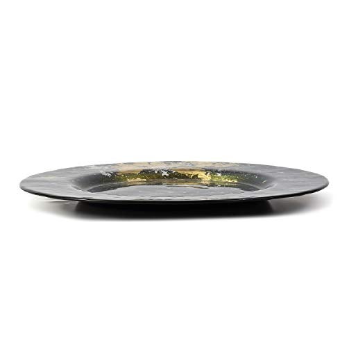 Syosaku Japanese Urushi Glass Dinner Plate Φ12.5-inch Majestic Green with Gold Leaf, Dishwasher Safe - Image 4
