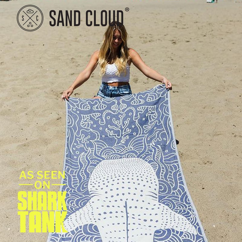 Sand Cloud Turkish Beach Towel - Sand Free - 100% Organic Turkish Cotton Yarn - Quick Dry Towel for Beach, Picnic, Blanket or Bath Towel - As Seen on Shark Tank - Marine Life (Whale Shark) - Image 2