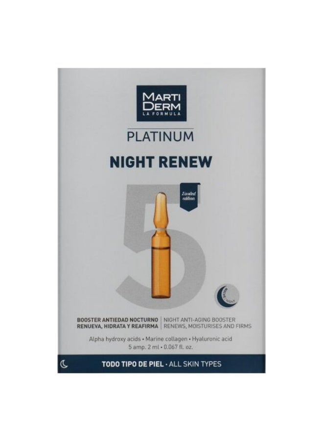 Martiderm Platinum Night Renew Anti-aging Ampules With AHA, Collagen & Hyaluronic Acid - Pack of 5 Ampules - Image 2