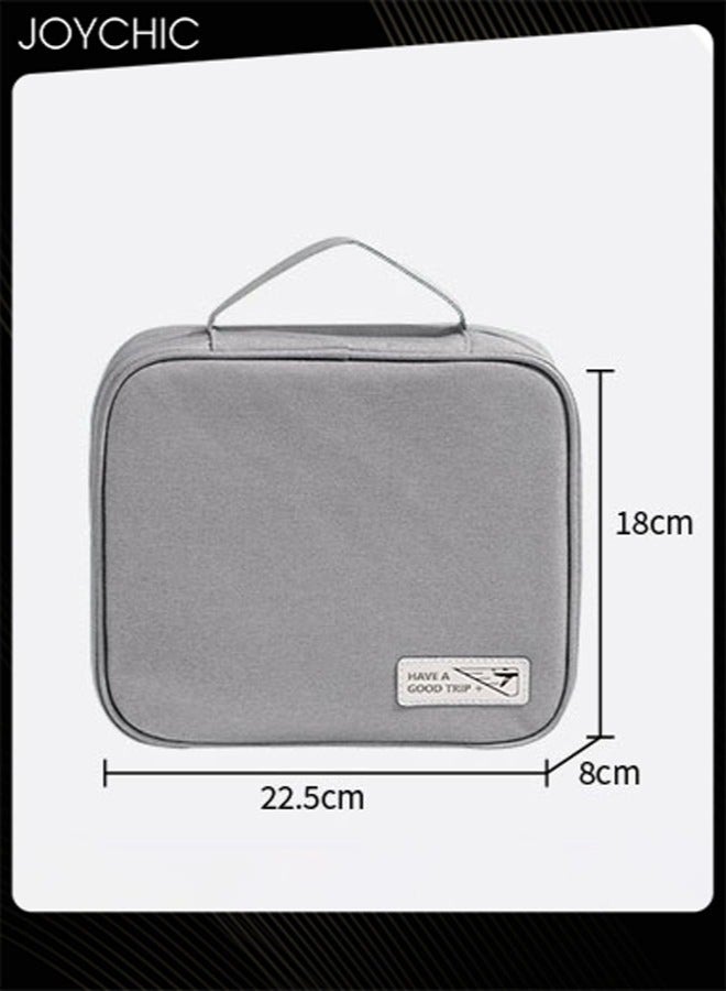 Joychic حقيبة تخزين يومية مربعة بسيطة مقاومة للغبار، للسفر ورحلات العمل، حقيبة أدوات الزينة المحمولة مقاومة للماء، حقيبة تخزين مستحضرات التجميل مع مقبض رمادي للنساء والرجال - Image 4