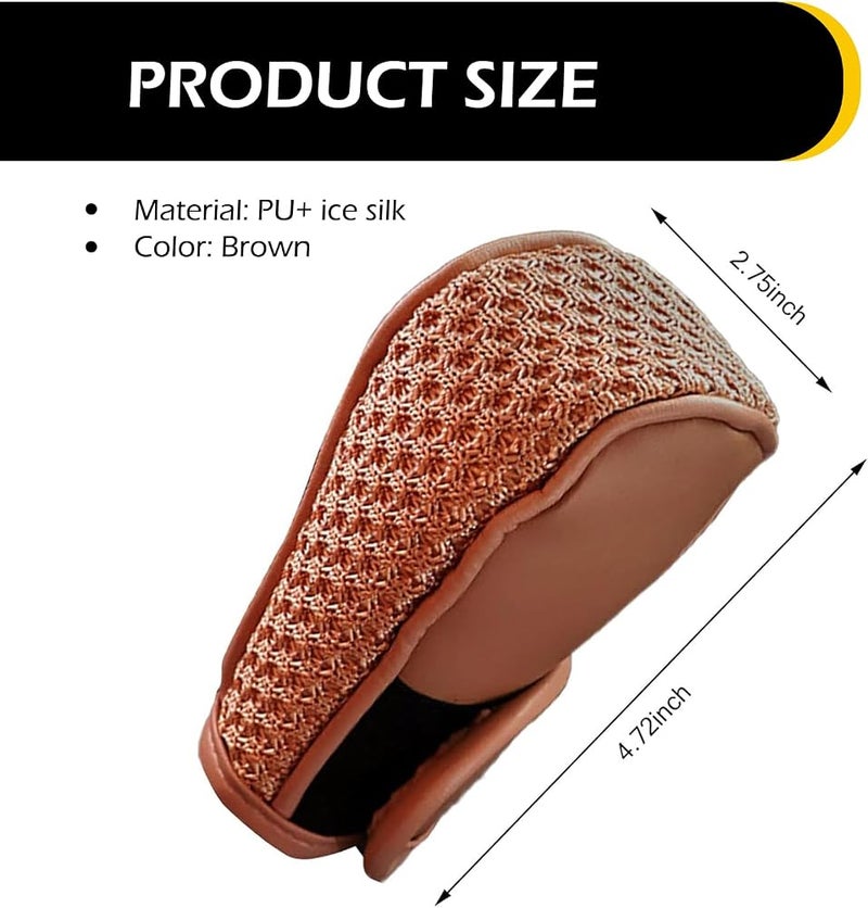 Dogary 1 PC Car Gear Shift Cover, Anti-Slip Shifter Knob Cover, Anti-Scratch Leather Stick Shift Protector, Universal Car Decoration Accessories for Truck, SUV, RV (Brown) - Image 2