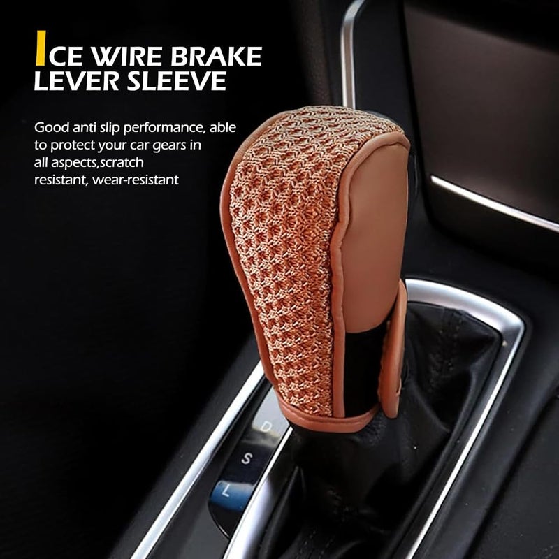 Dogary 1 PC Car Gear Shift Cover, Anti-Slip Shifter Knob Cover, Anti-Scratch Leather Stick Shift Protector, Universal Car Decoration Accessories for Truck, SUV, RV (Brown) - Image 4