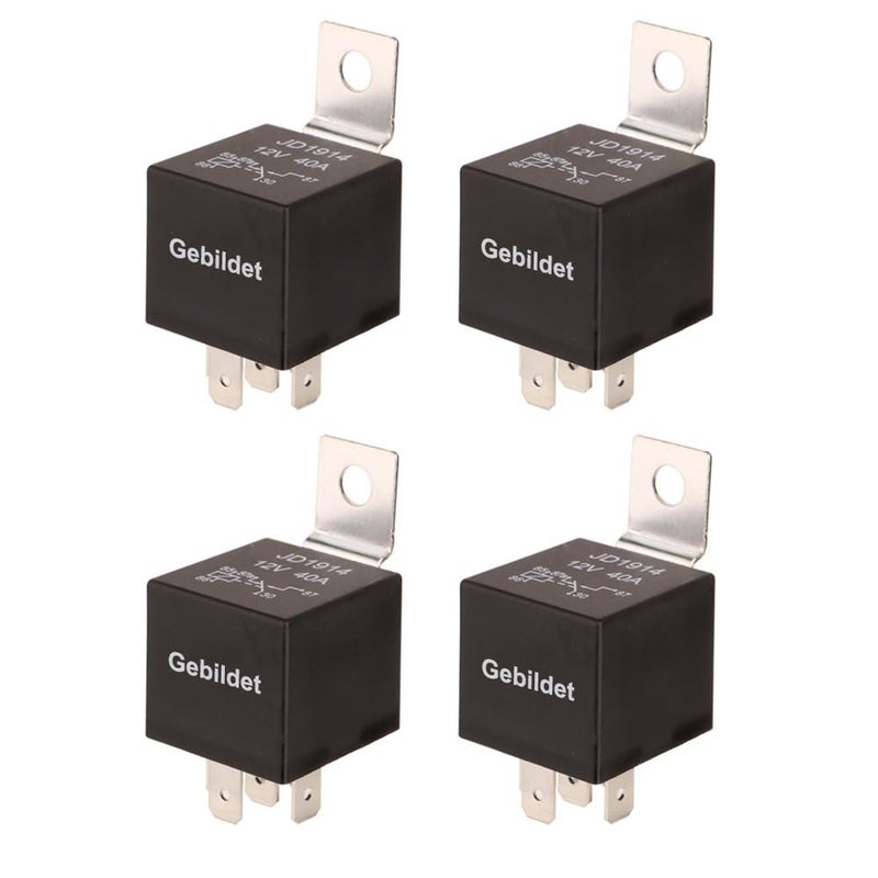 Generic Gebildet 12V/40A SPDT Standard Auto Relay 5 pin Car Heavy Duty Switches & Starters, Used for Motor Automobile, with Black Waterproof Transparent Case (Pack of 4)  - Image 1