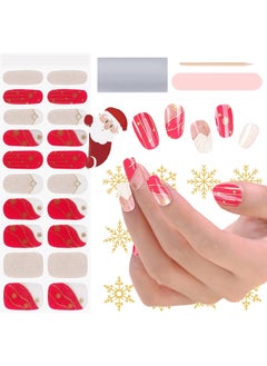 EBANKU EBANKU Christmas Cured Gel Nail Strips, 20 Stickers Nail Gel Polish Strips Snowflake Star Christmas Nail Polish Stickers for Women Girls DIY Nail Art (UV/LED Lamp Required) 