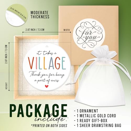 HEXMOZ Christmas Teacher Gifts for Women - Thank You Gifts for Women & Men - Appreciation Gift for Nurse Coworker Employee Daycare Provider Nanny Babysitter - It Takes a Village Christmas Ornament - Image 2