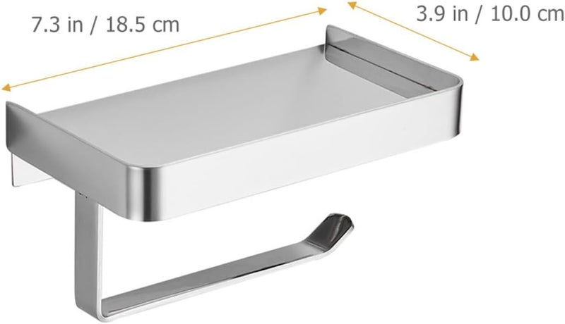 Toilet Paper Holder Wall Mounted with Phone Shelf Glossy Finish Bathroom Tissue Roll Dispenser Storage Rack for Toilet and Shower - Image 2