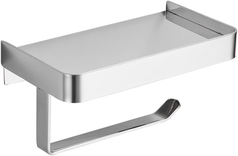 Toilet Paper Holder Wall Mounted with Phone Shelf Glossy Finish Bathroom Tissue Roll Dispenser Storage Rack for Toilet and Shower - Image 1