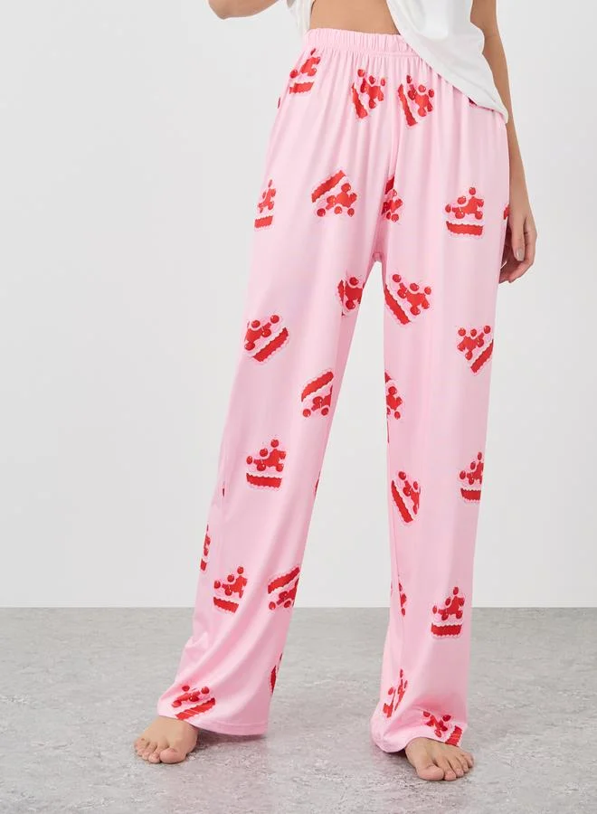Take Two Take Two Cake Printed Short Sleeve T-Shirt and Pyjama Set